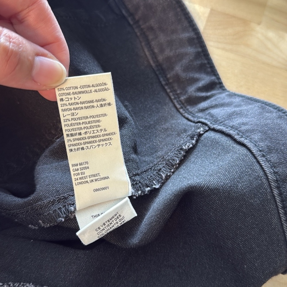 Free People High-Rise Washed Black Raw Hem Bell Bottom Extreme Flare Jeans, 27 - Picture 8 of 8